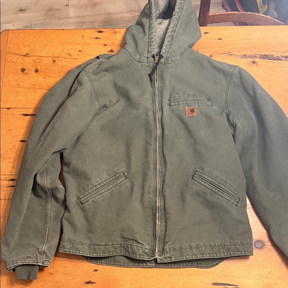 Carhartt Olive Green Jacket with Zipper Pocket